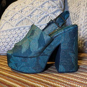 JEFFREY CAMPBELL Mattix Green Rose Platform Shoe